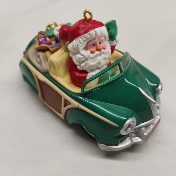 Hallmark Other - Hallmark Ornament 2005 Here Comes Santa Christmas‎ Debut Green Woody Car